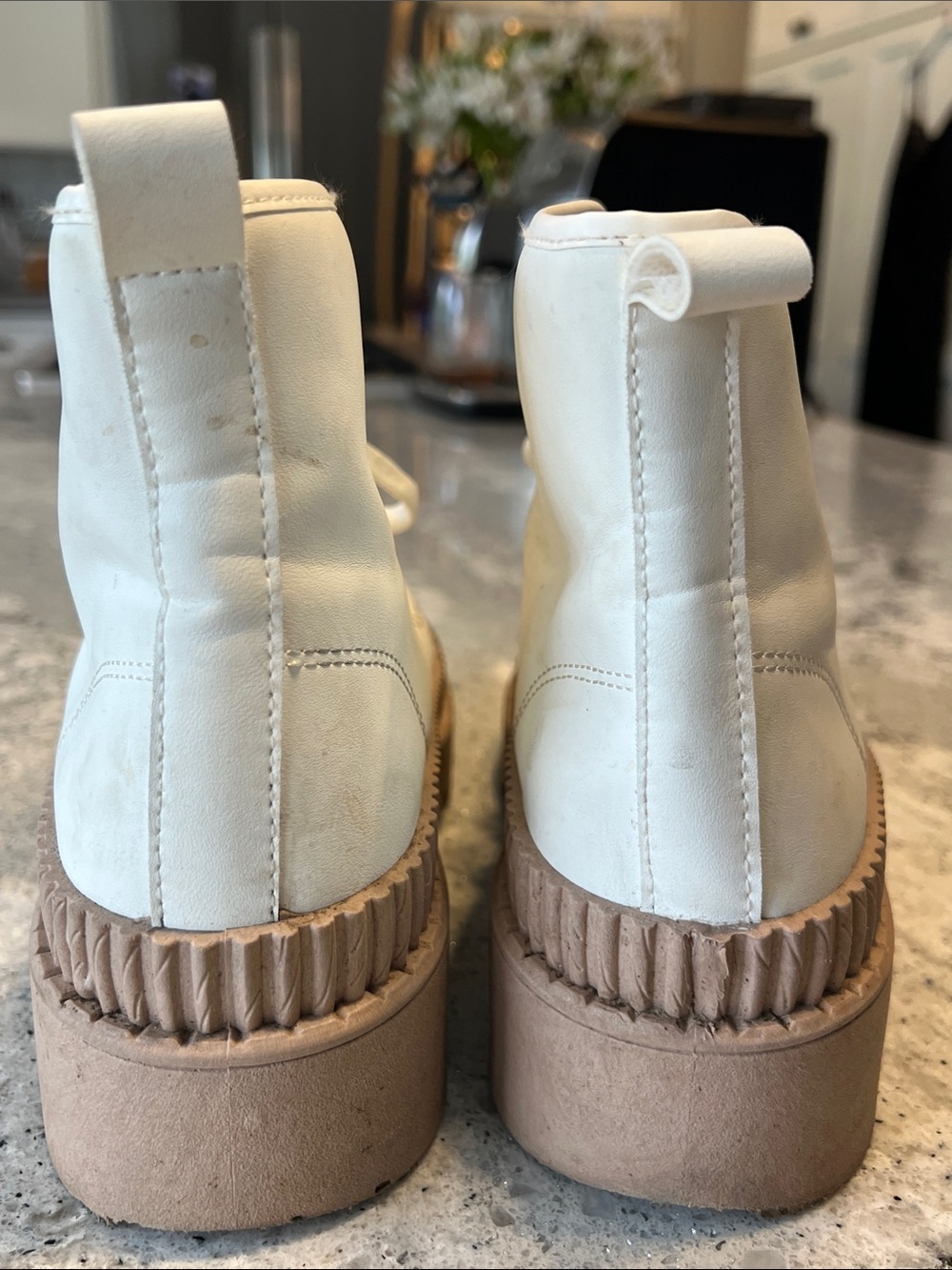 Olivia Miller Treasure High Top Sneakers White Tan Lug Sole Size 9 EUC - Picture 5 of 8